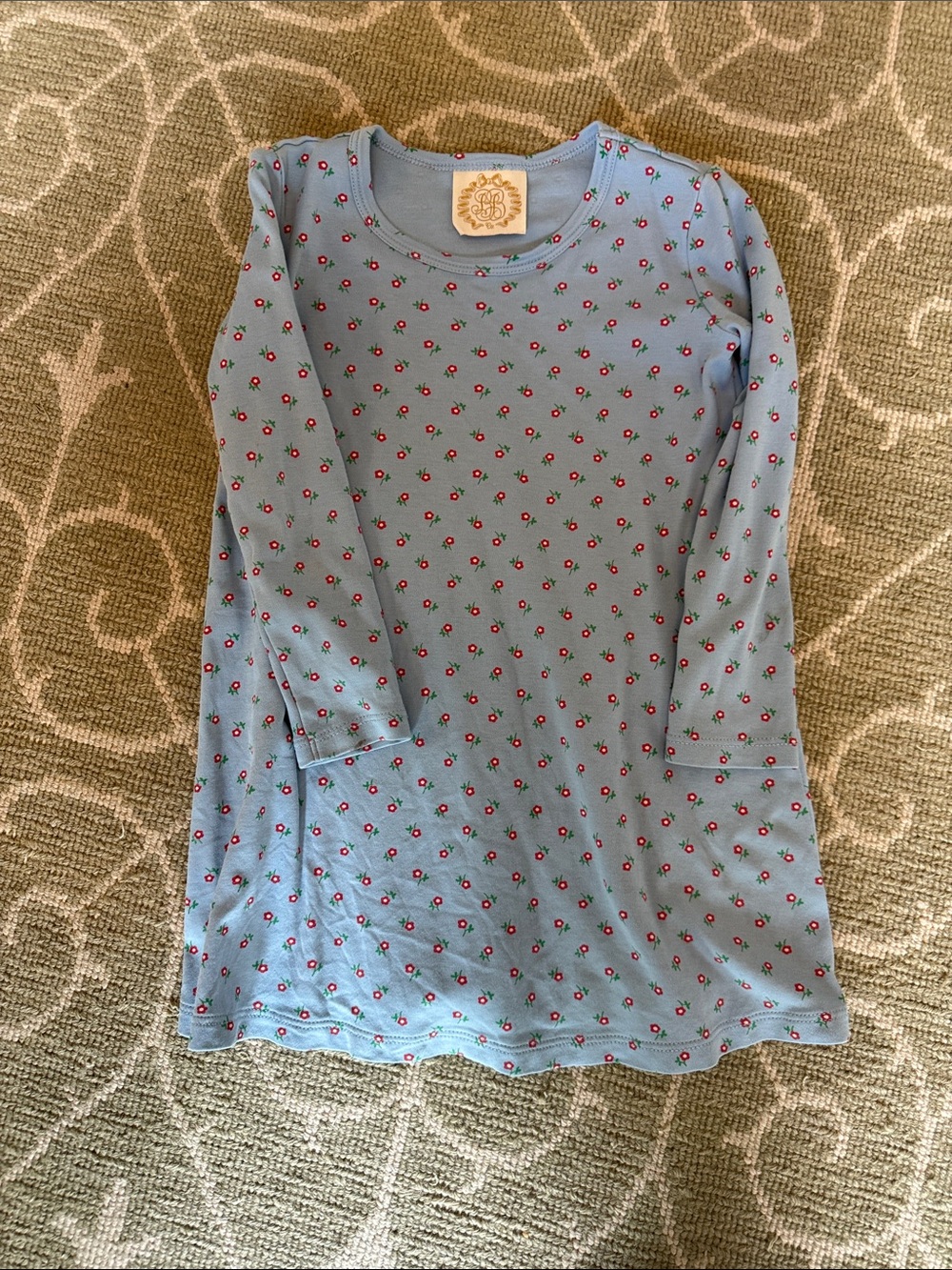 The Beaufort Bonnet Company TBBC Light Blue Floral Long Sleeve Dress 4T